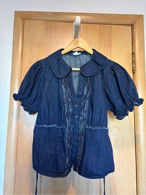 Pilcro dark wash navy denim shirt